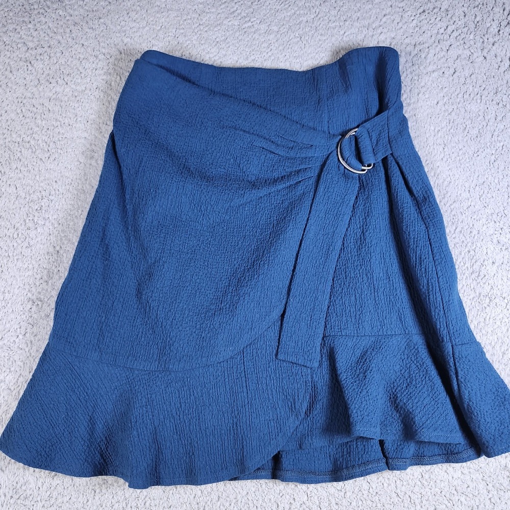 Maeve by Anthropologie Tamoria wrap mini skirt Teal Blue A-line Feminine Size 4